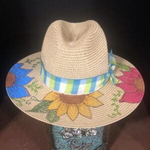 Handpainted Floral Straw Hat