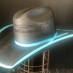 Black Bangora Straw w/ Turquoise Bound Edge
