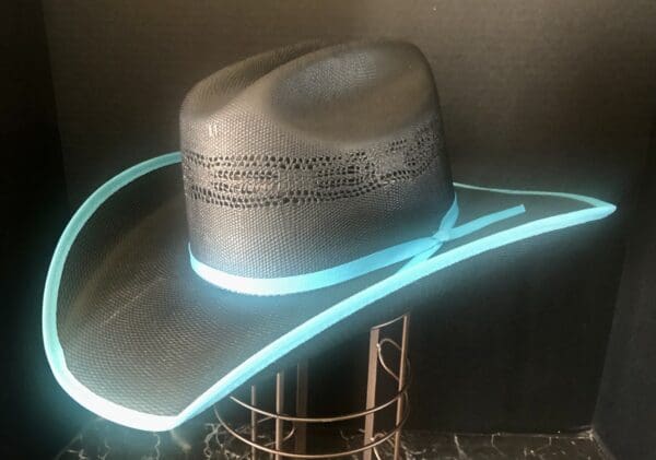 Black Bangora Straw w/ Turquoise Bound Edge