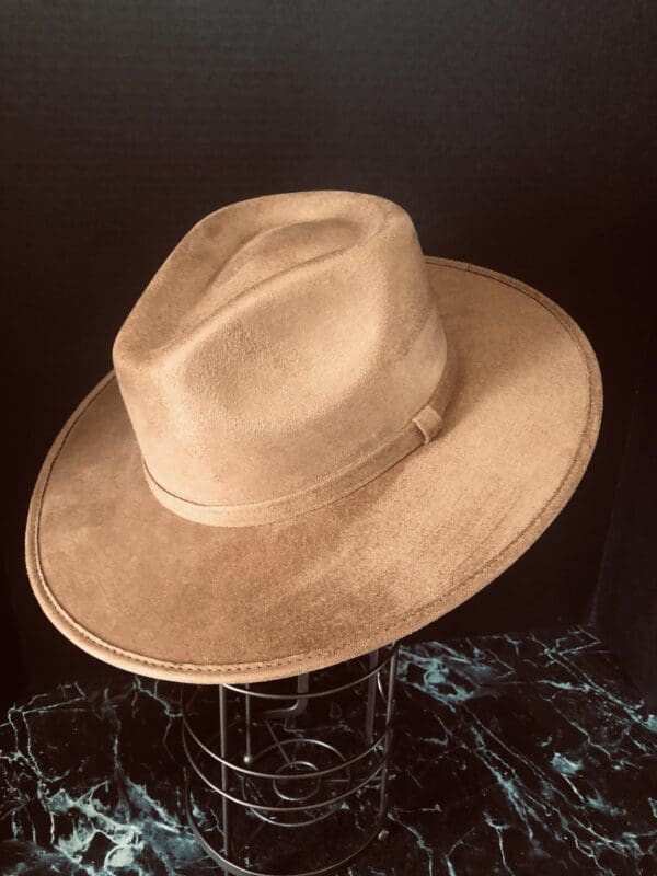 Caramel Colored Vegan Suede Flat Brimmed Blank